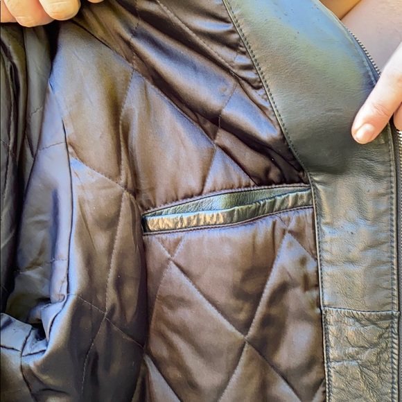 Perry Ellis Sleek Classic Black Essential Staple Top Gun Leather Bomber Jacket - Picture 11 of 11